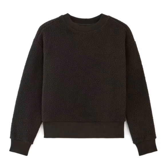 Everlane the renew fleece oversized crew sweatshirt black small NWT - Picture 6 of 10